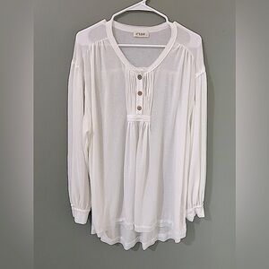 C'isa Long Sleeve Blouse Top white Baby Doll Women's Size Small NWOT